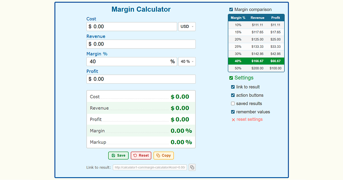 Margin Calculator Profit Margin Gross Margin Markup margin-calculator-profit-margin-gross-margin-markup